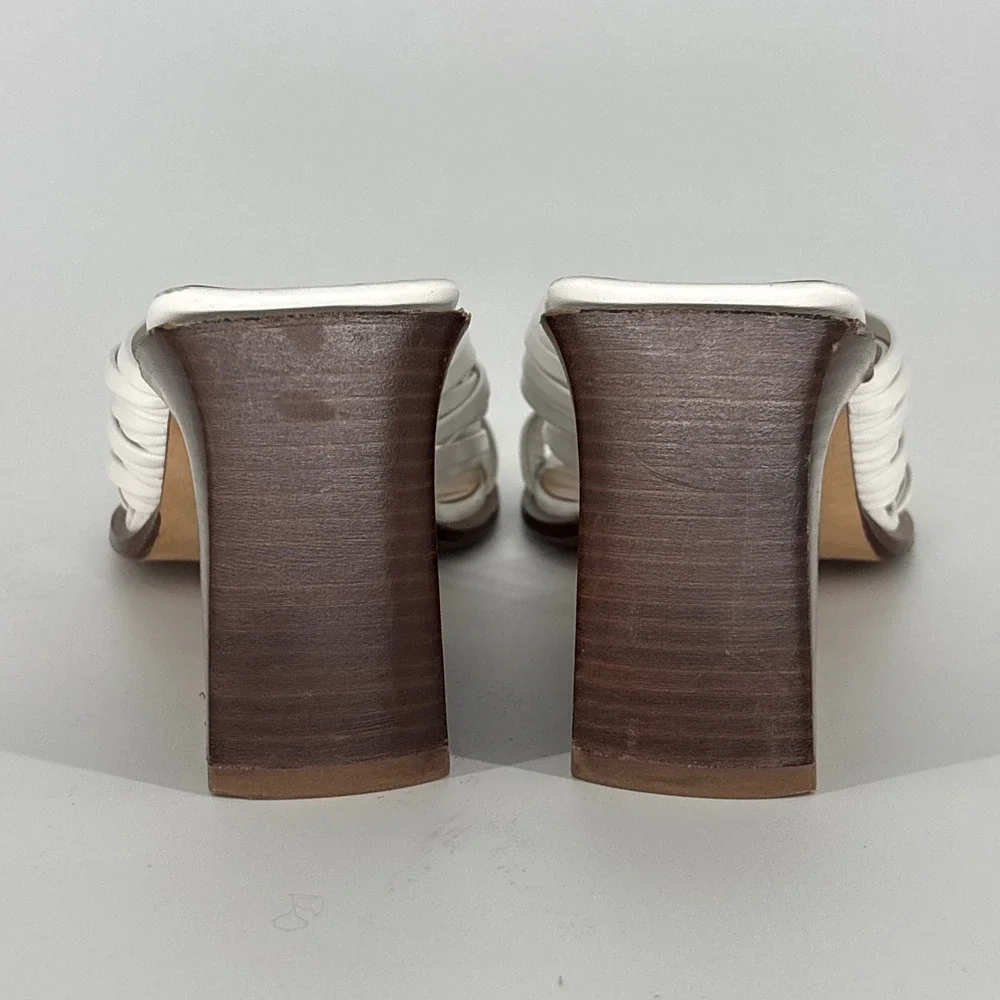 Via Spiga Mariam Block Heel Sandal Porcelain White Women Size 9 Strappy Open Toe